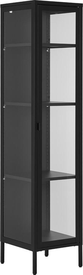 Giga Meubel House Nordic Vitrinekast Zwart Metaal 1 Deur 40x35x180cm Brisbane