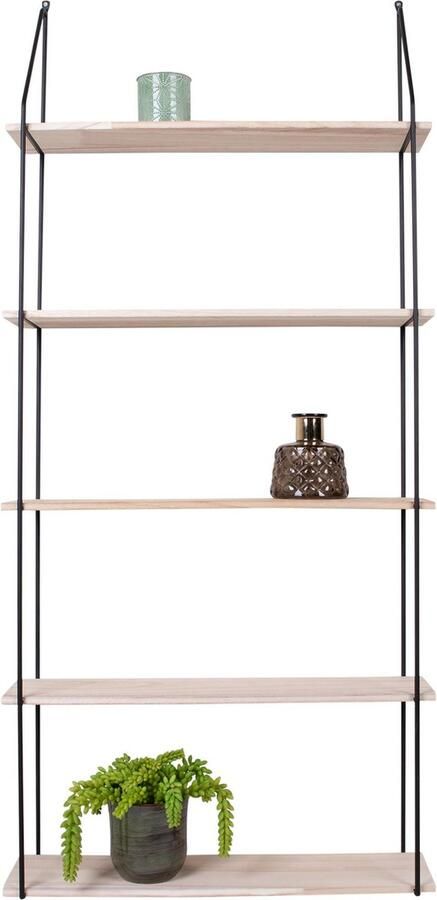 House Nordic Shelf met zwart frame en 5 naturel houten planken - Foto 2