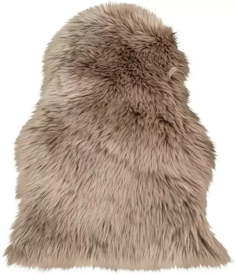 House Nordic Schapenvacht lamsvacht imitatie dierenvel licht bruin champignon 50 x 85 cm vloerkleed - Foto 2