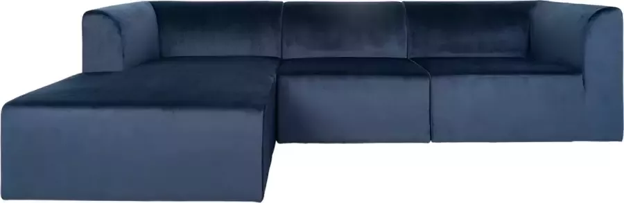 Hioshop Alba chaise longue bank linksdraaiend 3-zits velours blauw. - Foto 1