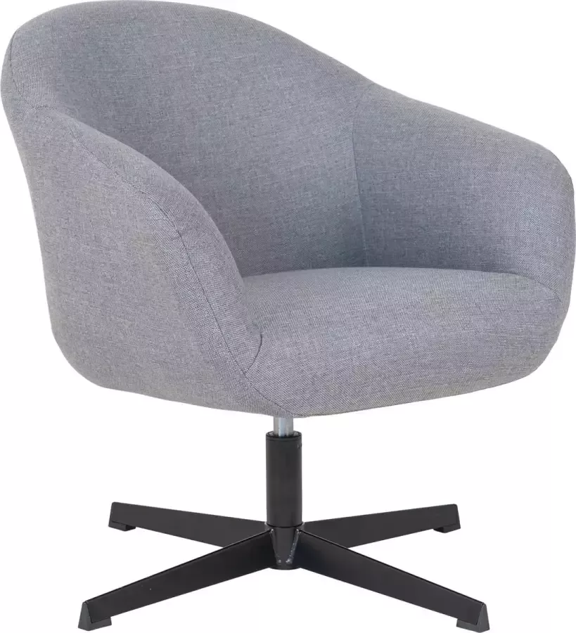 Hioshop Sydney fauteuil met draaivoet licht grijs zwart.