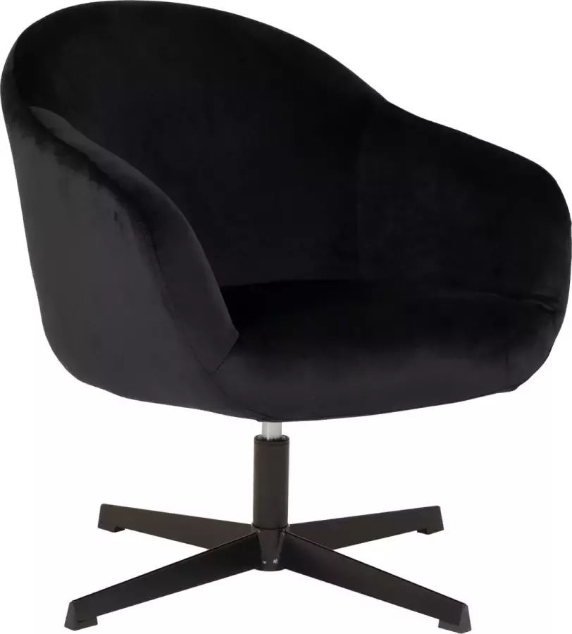 Hioshop Sydney fauteuil met draaivoet zwart velours zwart. - Foto 1
