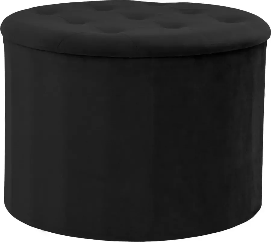 VidaXL House Nordic Turup Pouf Turup pouf met opbergruimte in zwart fluweel - Foto 1