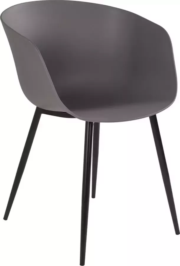 House Nordic Moderne grijze eetkamerstoel met zwarte poten “Roda” – L53xB54.5xH79 CM set van 2