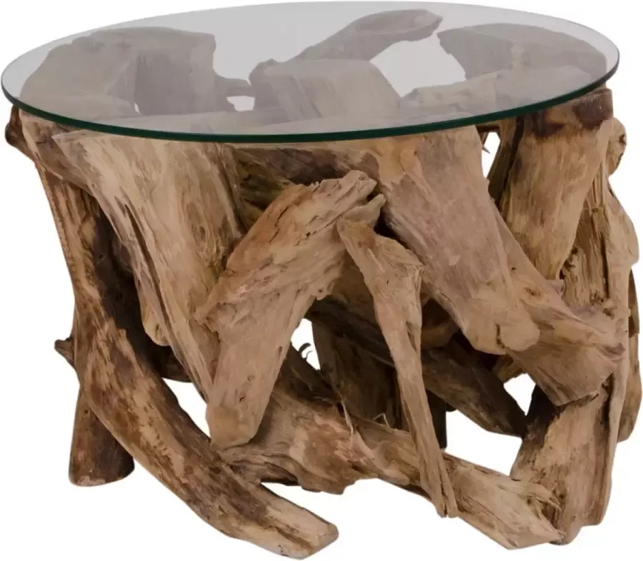 House Nordic Salontafel Naturel Teakhout & Glas 60x60x40cm Tafel Grand Canyon - Foto 2