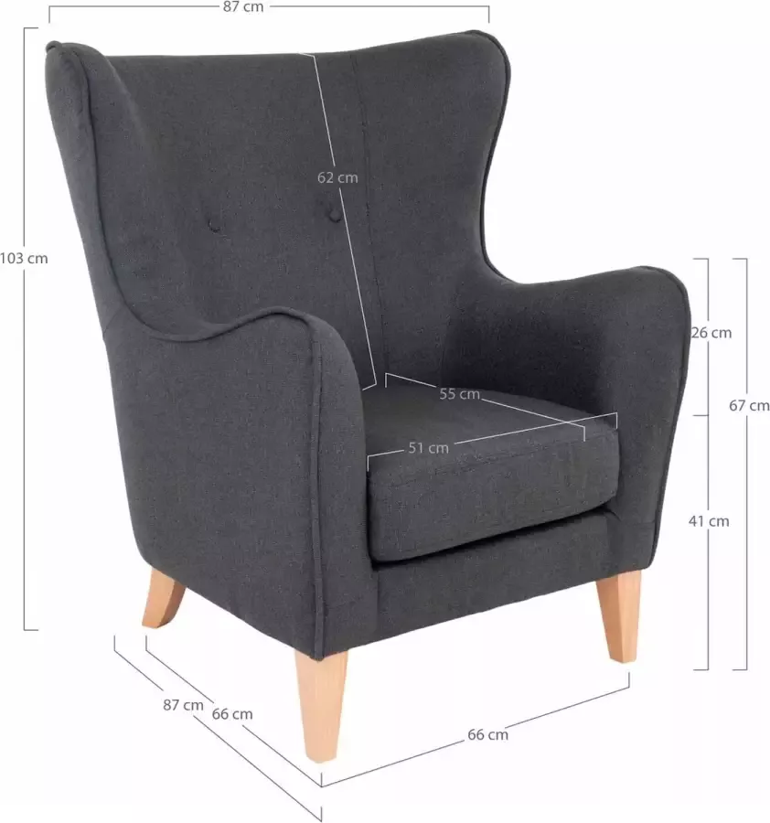 House Nordic Fauteuil Campo Donker Grijs Naturel