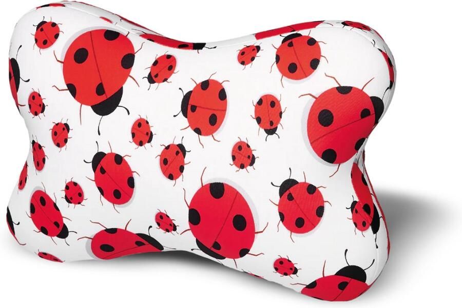 House of Healthbrands Kuschelmaxx kussen Sierkussen gevlinderd 22 x 33 cm lieveheersbeestje-design Stevig en zacht Mooie print Gevuld met microgranulaat Vormvast & Wasbaar Ideaal voor op de bank bed auto of op reis Inclusief Wasnet