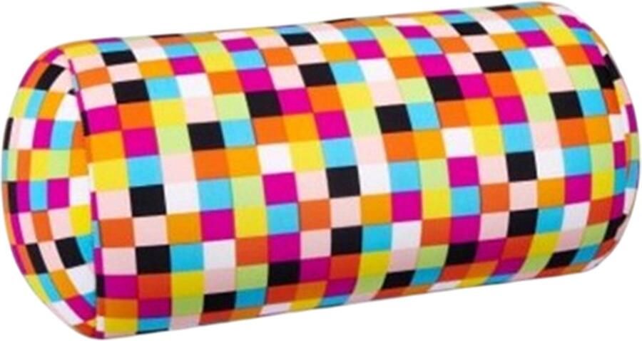 House of Healthbrands Kuschelmaxx Rolkussen Sierkussen Rond Cilinder 17 x 33 cm Quadrat-design Stevig en zacht Mooie print Gevuld met microgranulaat Vormvast & Wasbaar Ideaal voor op de bank bed auto of op reis Inclusief Wasnet