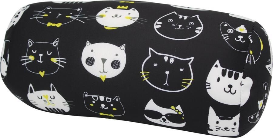 House of Healthbrands Kuschelmaxx Rolkussen Sierkussen Rond Cilinder 17 x 33 cm Katjes-design Stevig en zacht Mooie print Gevuld met microgranulaat Vormvast & Wasbaar Ideaal voor op de bank bed auto of op reis Inclusief Wasnet