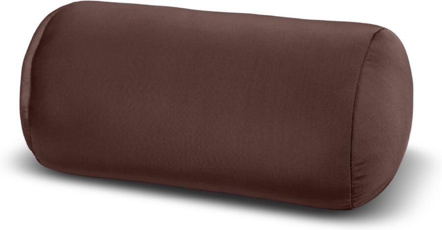 House of Healthbrands Kuschelmaxx Rolkussen Sierkussen Rond Cilinder 17 x 33 cm uni donker bruin-design Stevig en zacht Mooie print Gevuld met microgranulaat Vormvast & Wasbaar Ideaal voor op de bank bed auto of op reis Inclusief Wasnet
