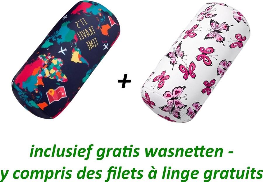 House of Healthbrands Kuschelmaxx Voordeel-set World en Vlinder Rond stevig en zacht kussen met mooie print. Gevuld met microgranulaat vormvast en wasbaar. Ideaal voor op de bank bed auto of op reis