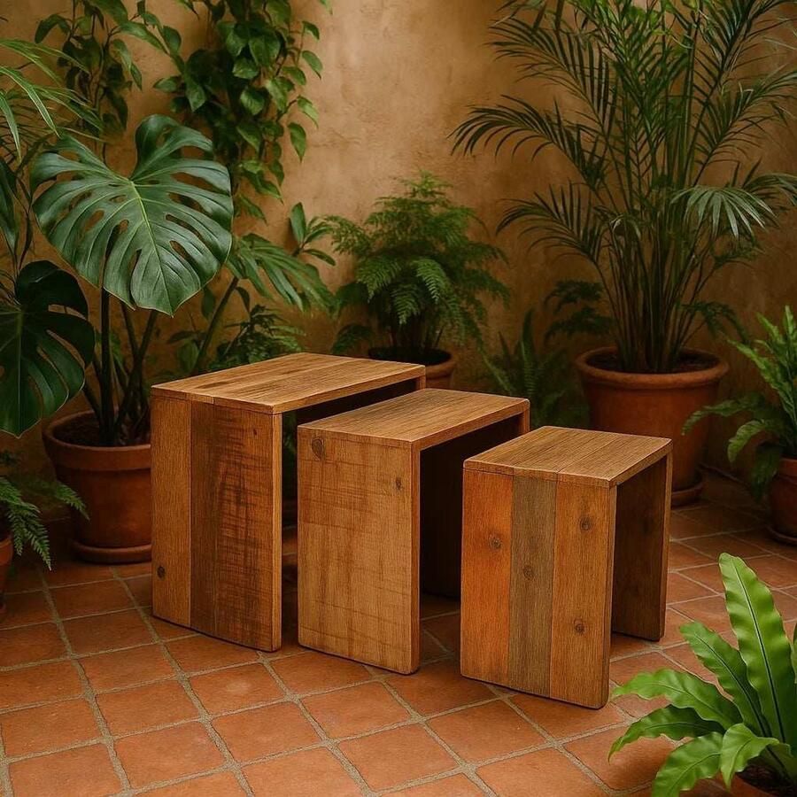 House of Nature Bijzettafelset Timber Trio - Foto 2