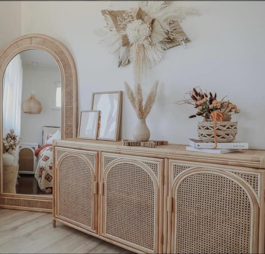 House of Tods Rotan Dressoir Met Laden Kastdeuren Opbergen Woonkamer Bohemian Interieur