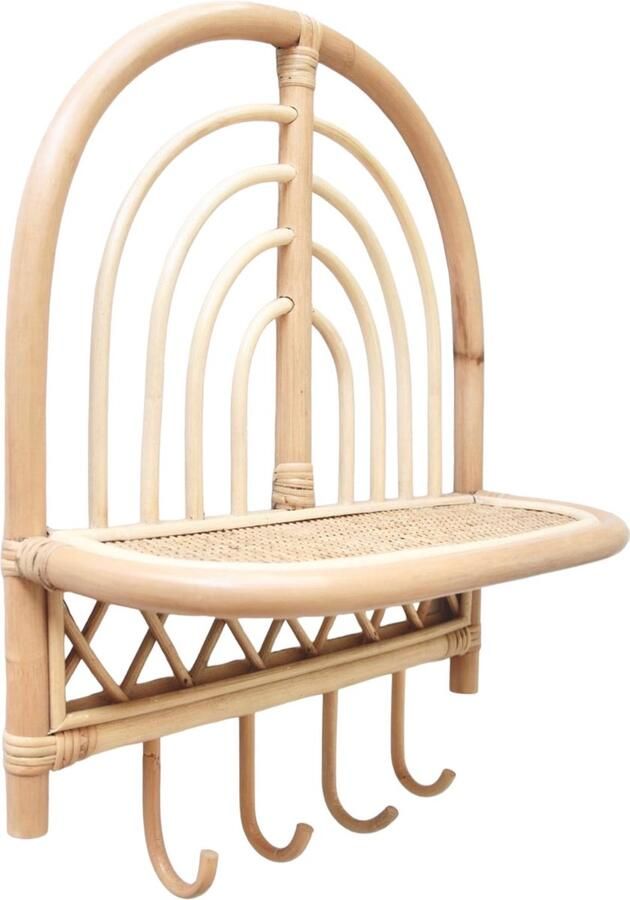 House of Tods Rotan Muurdecoratie Wanddecoratie Wandplank Muurplank Muurplankje Kapstok Met Haakjes Webbing Kinderkamer Babykamer Decoratie