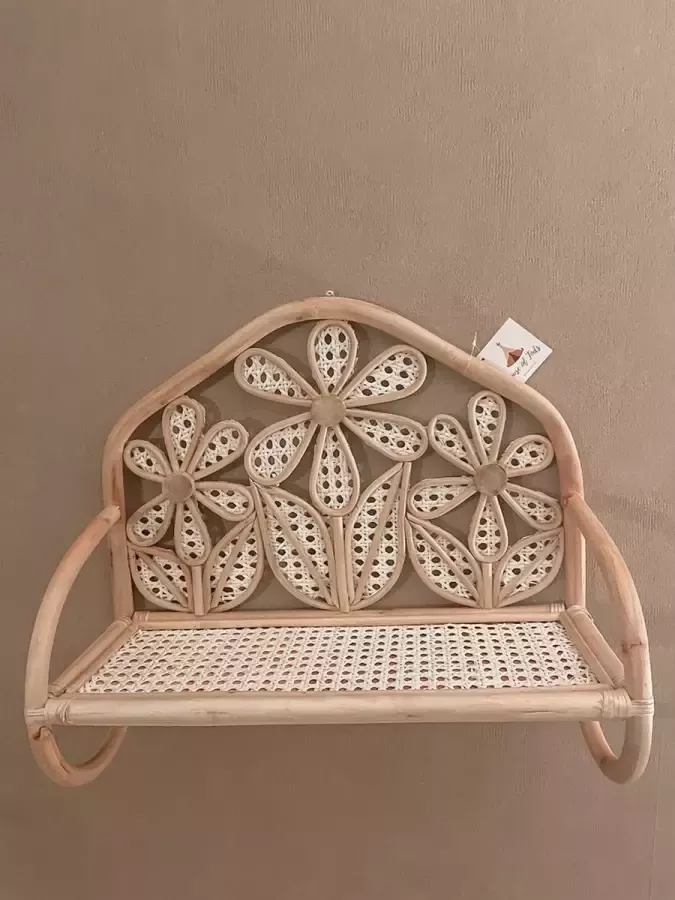 House of Tods Rotan Wandplank Kai Handgemaakt Wanddecoratie -Kinderkamer Babykamer Bloemen Cadeau Muurdecoratie - Foto 2