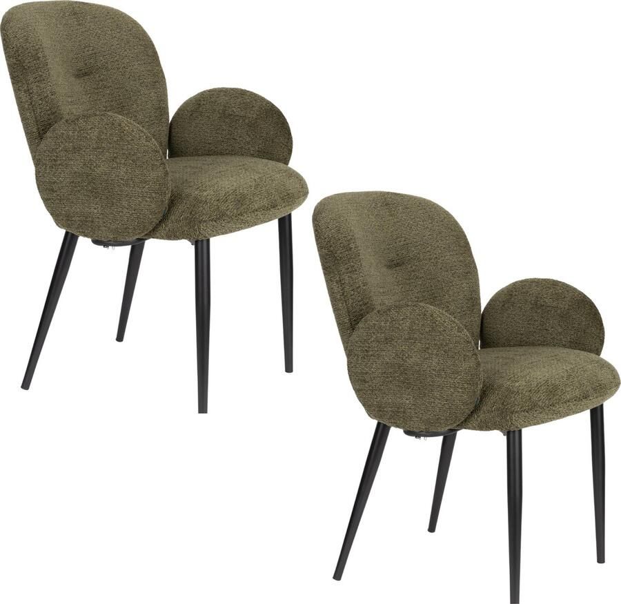 Housecraft Living Housecraft Alaz Eetkamerstoelen met armleuning Groen Set van 2