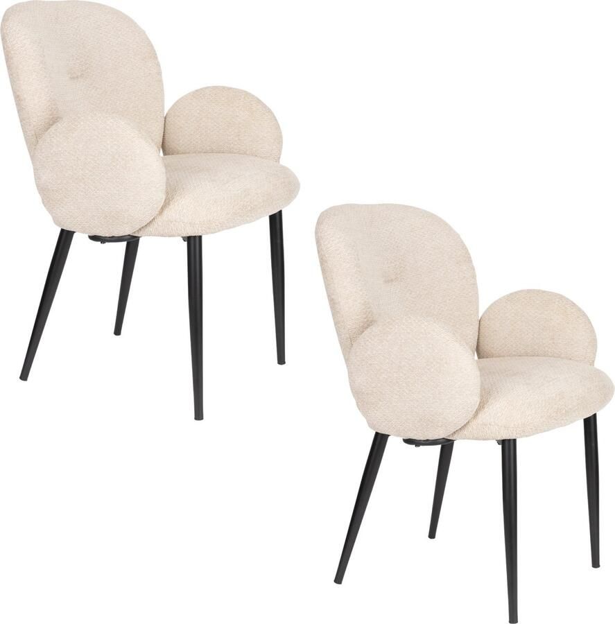 Housecraft Living Alaz Eetkamerstoelen met armleuning Off-white (set van 2) Alaz Eetkamerstoelen met armleuning Off-white Set van 2 - Foto 2