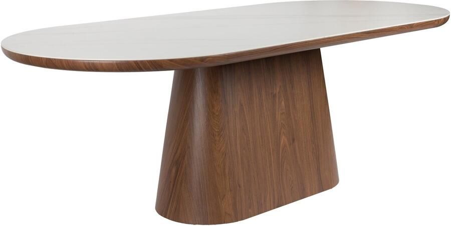 Housecraft living Almira Eettafel Ovaal 180 cm Hout Marmerlook Walnootkleur Bruin