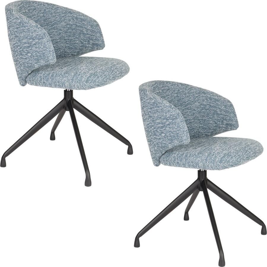 Housecraft living Feliz Lifestyle Balado Eetkamerstoelen Blauw Set van 2
