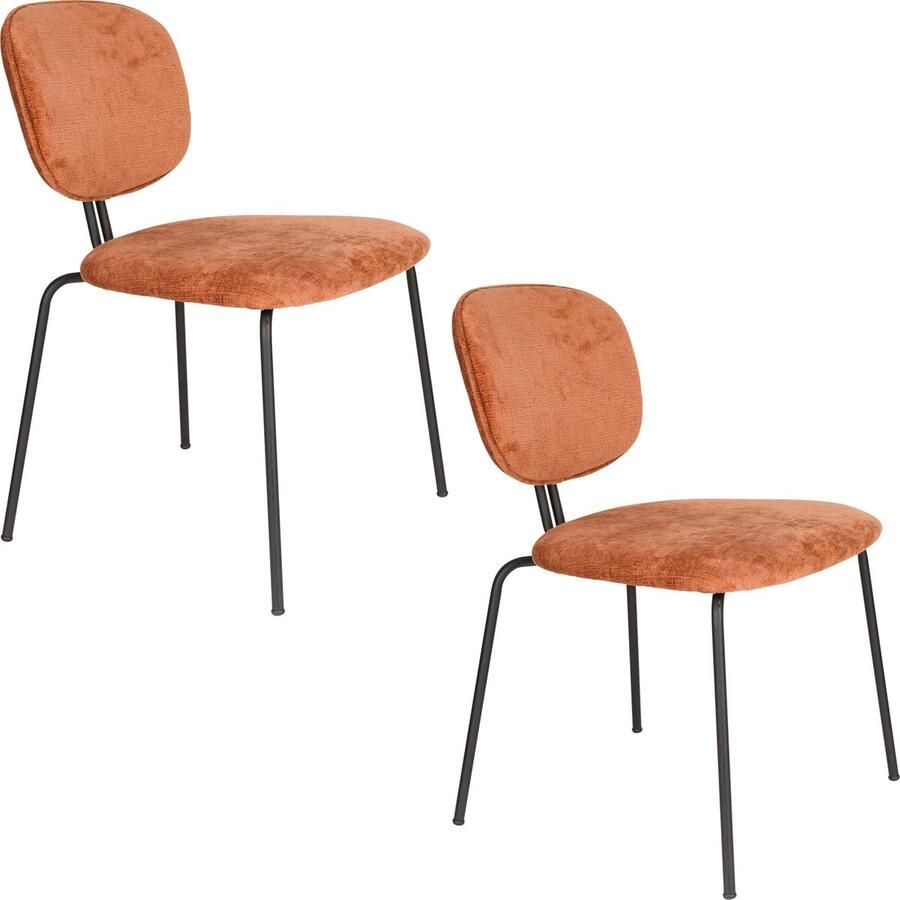 Housecraft living Feliz Lifestyle Bouton Eetkamerstoelen Terra Set van 2