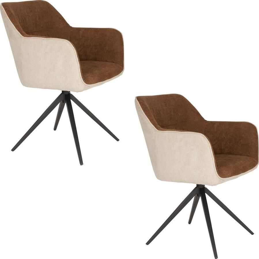 Housecraft living Feliz Lifestyle Daley Eetkamerstoelen Beige Bruin Set van 2