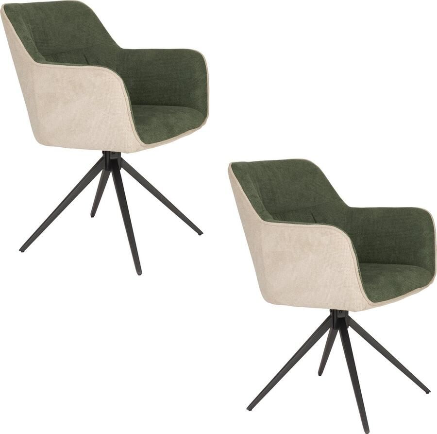 Housecraft Living Housecraft Daley Eetkamerstoelen Beige Groen Set van 2