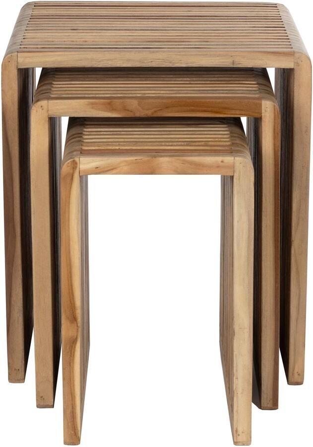 Housecraft Living Djia Bijzettafel Teak Hout Set van 3 Bruin - Foto 2