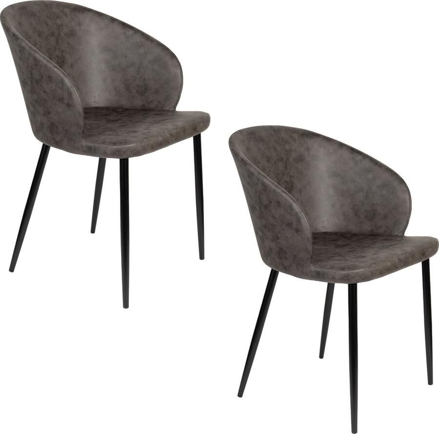 Housecraft Living Housecraft Hadid Eetkamerstoelen Kunstleer Antraciet Grijs Set van 2