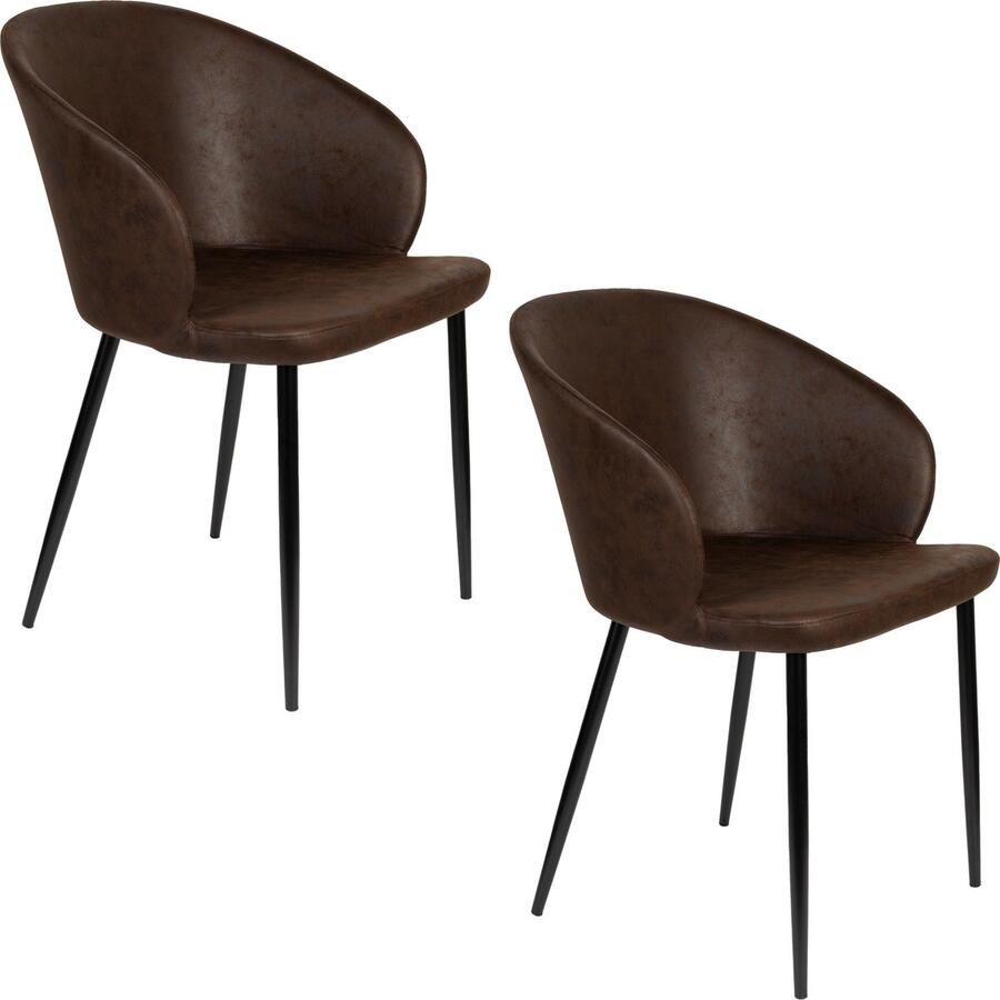 Housecraft Living Housecraft Hadid Eetkamerstoelen Kunstleer Bruin Set van 2