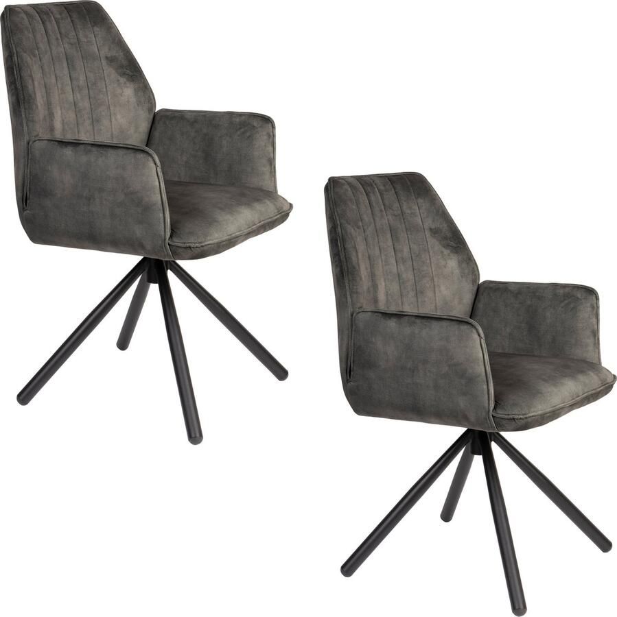 Housecraft Living Housecraft Jamie Eetkamerstoelen met armleuning Moss Groen Set van 2