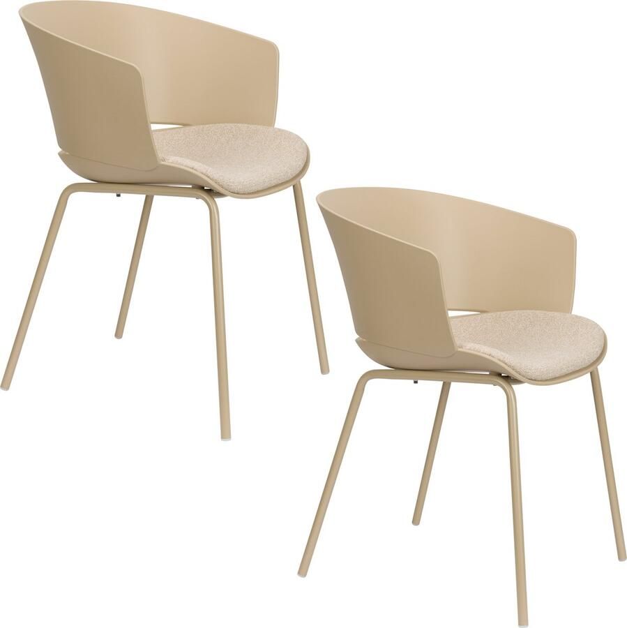 Housecraft living Feliz Lifestyle Jessica Eetkamerstoelen met armleuning Beige Set van 4