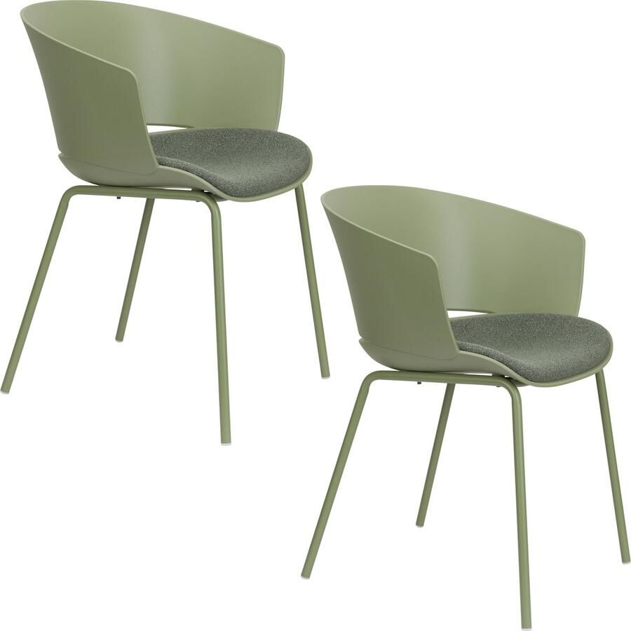 Housecraft living Feliz Lifestyle Jessica Eetkamerstoelen met armleuning Groen Set van 4