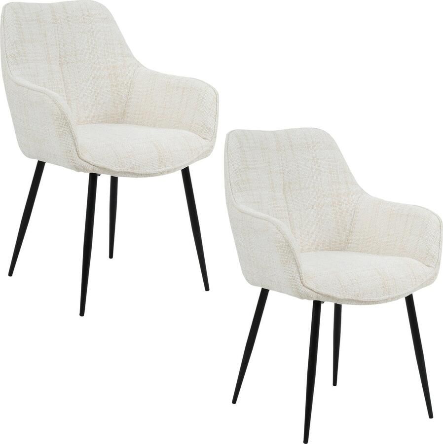 Housecraft Living Housecraft Jez Eetkamerstoelen armleuning Beige Set van 2