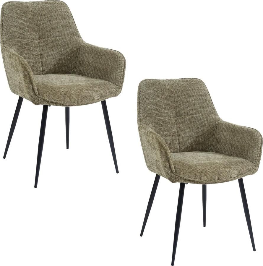 Housecraft Living Housecraft Jez Eetkamerstoelen armleuning Groen Set van 2