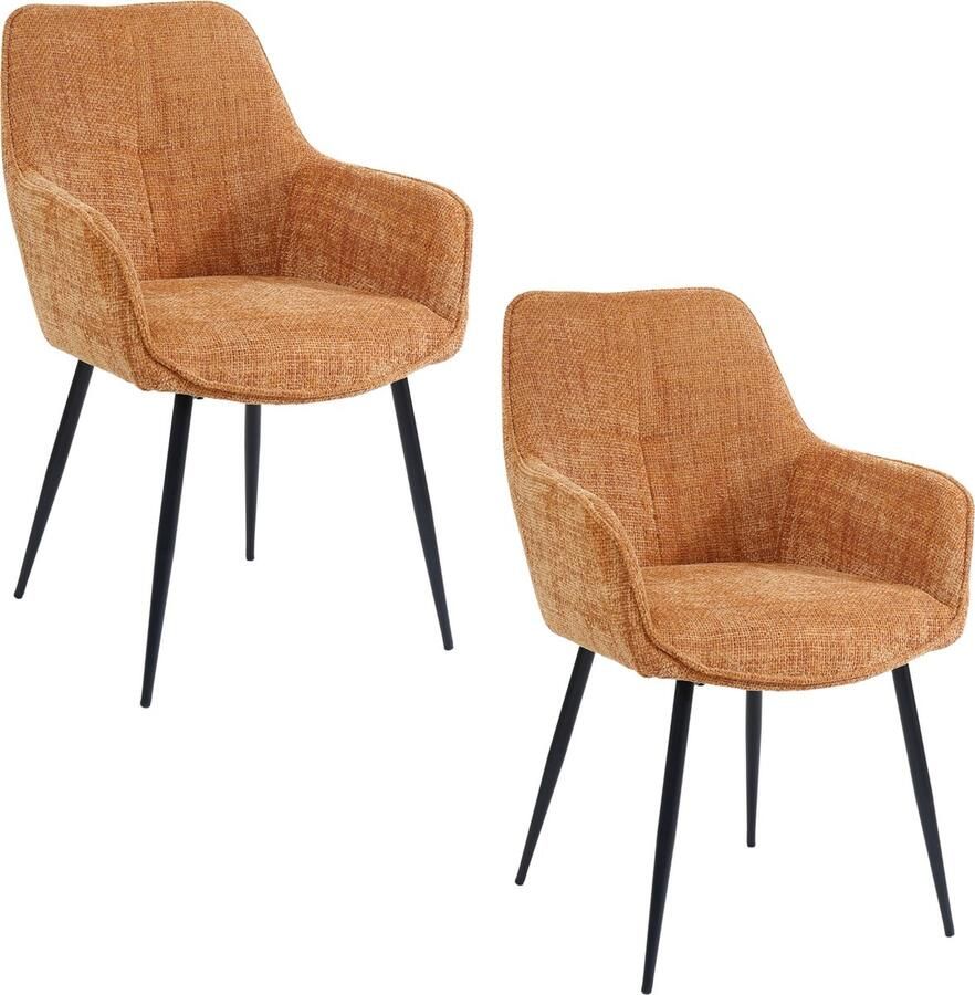 Housecraft Living Housecraft Jez Eetkamerstoelen armleuning Oranje Set van 2