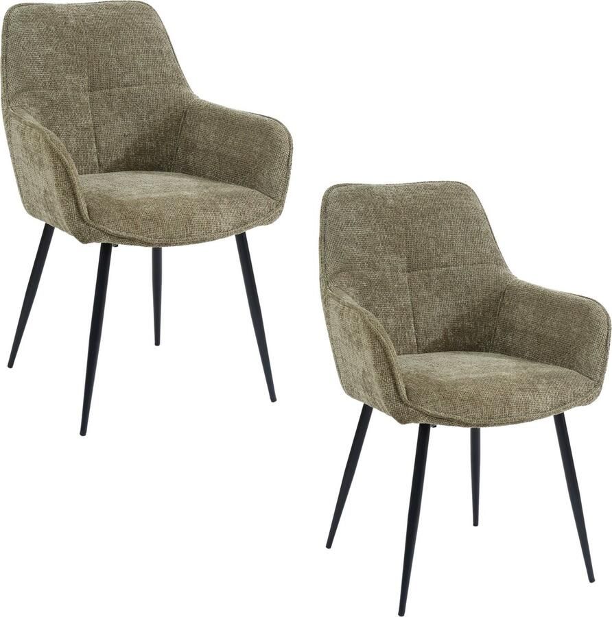 Housecraft Living Housecraft Jez Eetkamerstoelen armleuning Groen Set van 2 - Foto 2