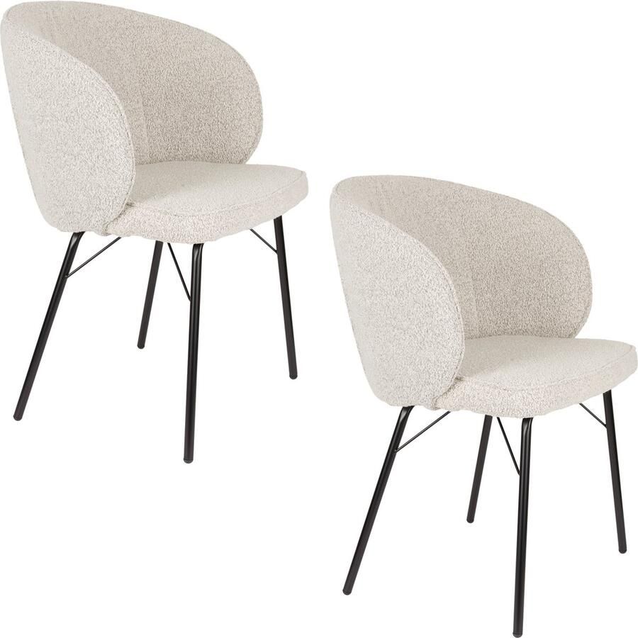 Housecraft Living Housecraft Joa Eetkamerstoelen Bouclé Beige Set van 2