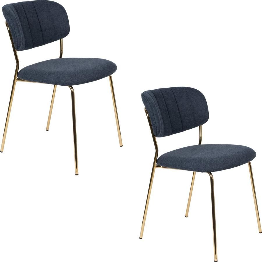Housecraft Living Housecraft Jolien Eetkamerstoelen Goud Donkerblauw Set van 2