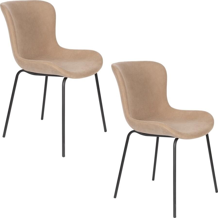 Housecraft Living Housecraft Junzo Rib Eetkamerstoelen Taupe Set van 2