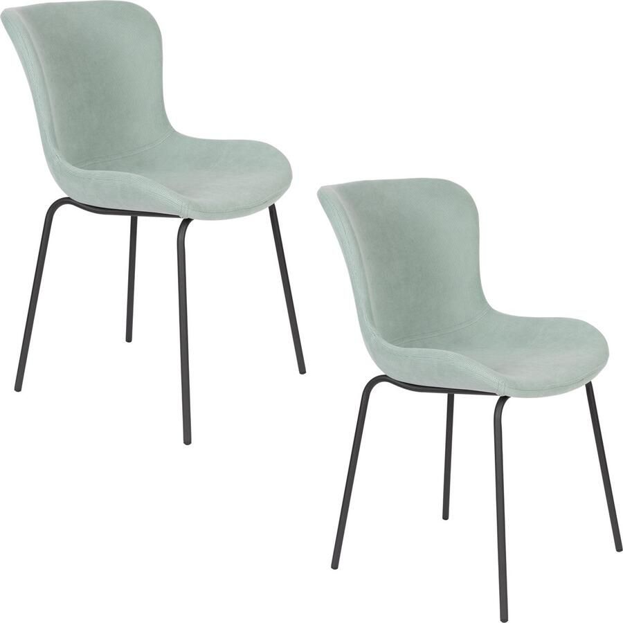 Housecraft Living Housecraft Junzo Rib Eetkamerstoelen Lichtgroen Set van 2