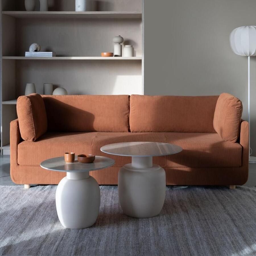 Housecraft living Feliz Lifestyle Karula Bijzettafel Travetin-Look 50x50 cm Laag Beige