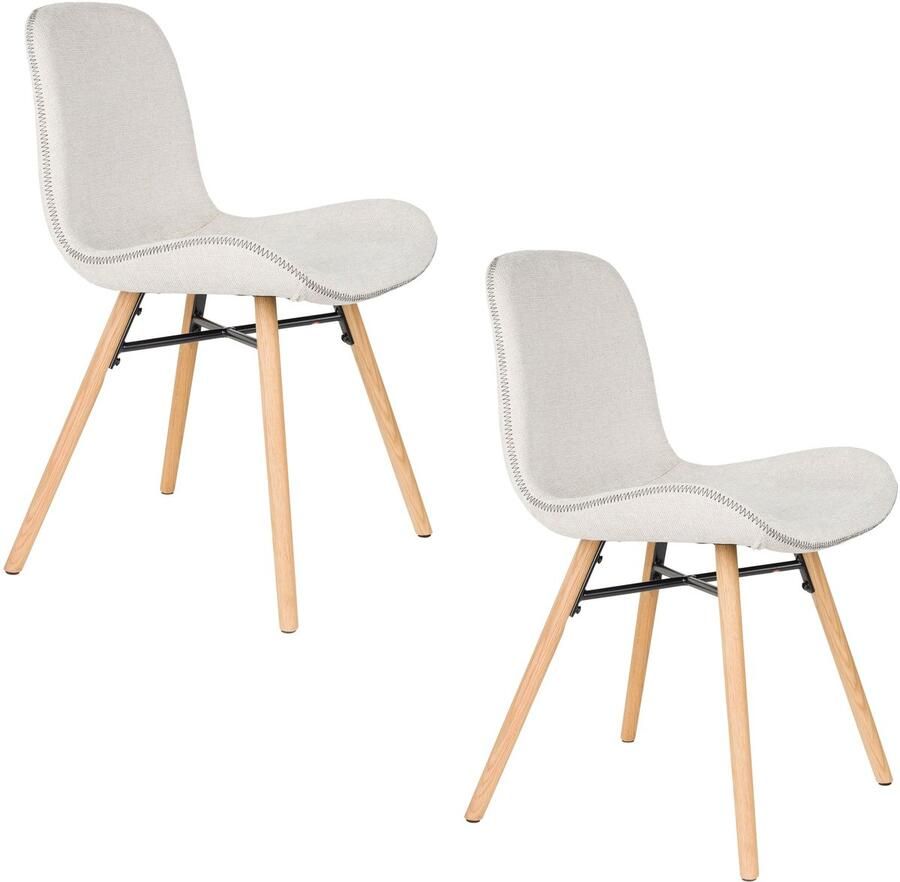 Housecraft living Lester Eetkamerstoelen Houten poten Beige Set van 2