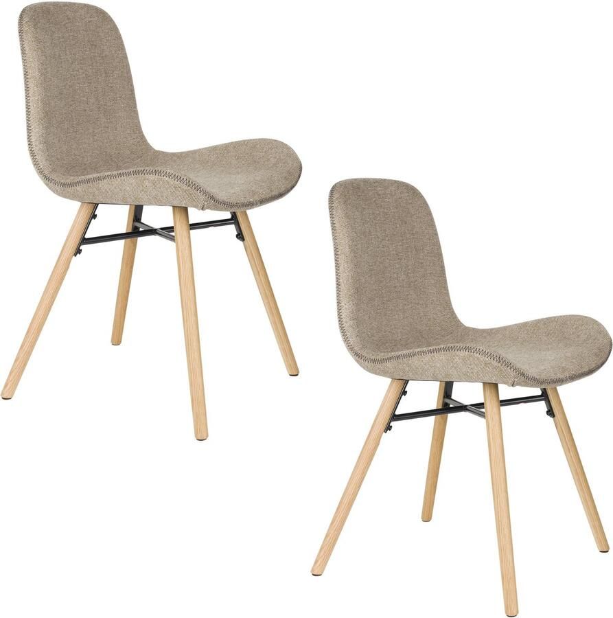 Housecraft living Lester Eetkamerstoelen Houten poten Bruin Set van 2
