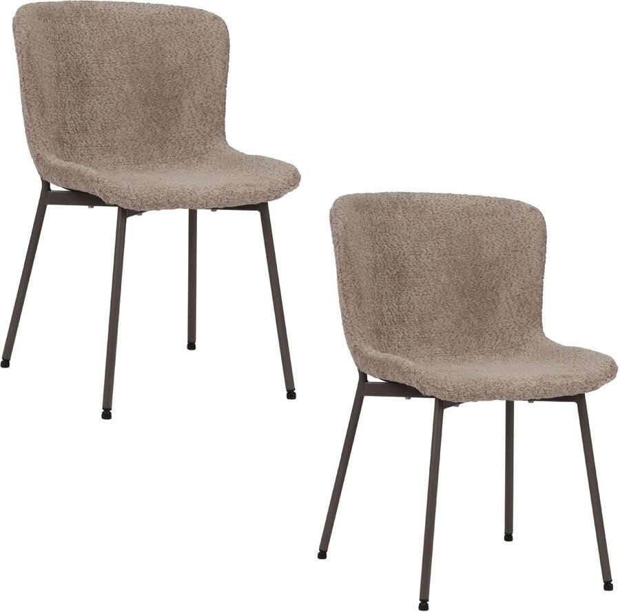 Housecraft living Maryan Eetkamerstoelen Taupe Set van 2