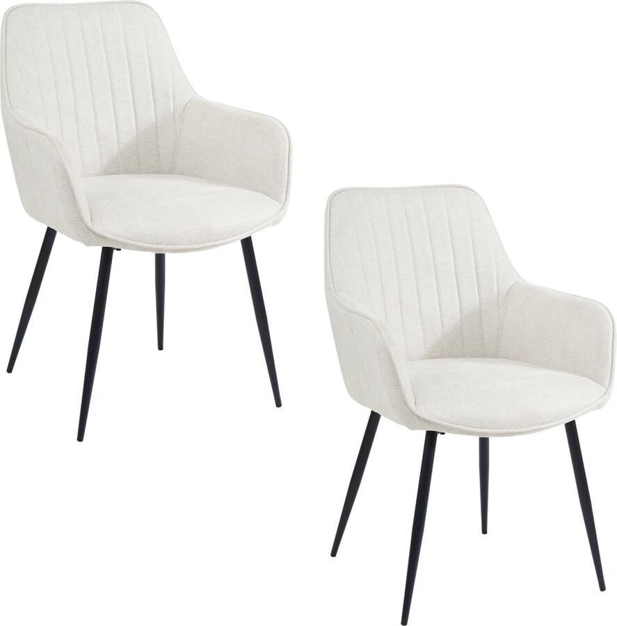 Housecraft Living Housecraft Maud Eetkamerstoelen met armleuning Off-White Set van 2