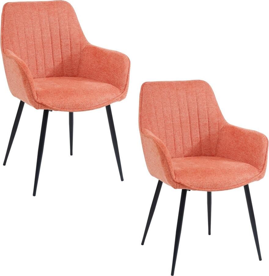 Housecraft Living Housecraft Maud Eetkamerstoelen met armleuning Roze Set van 2 - Foto 3