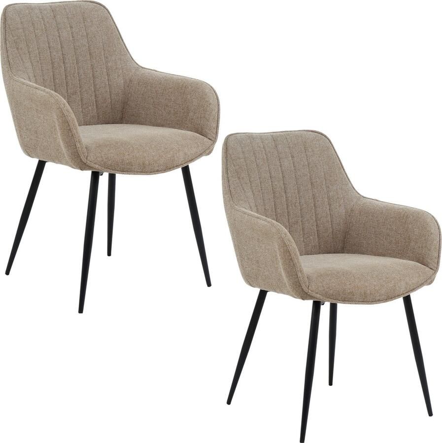 Housecraft Living Housecraft Maud Eetkamerstoelen met armleuning Taupe Set van 2