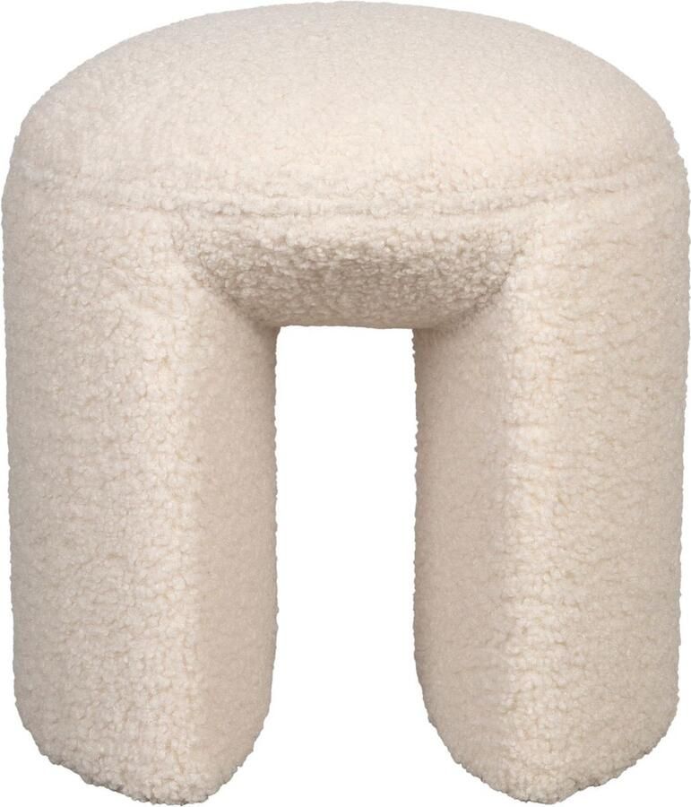 Housecraft living Feliz Lifestyle Noxx Kruk Poef Teddy stof Wit - Foto 2