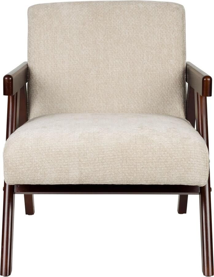 Housecraft Living Panadero Fauteuil met armleuning Hout Bruin donker| Beige - Foto 4