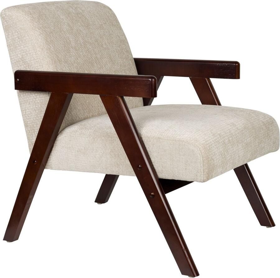 Housecraft Living Panadero Fauteuil met armleuning Hout Bruin donker| Beige